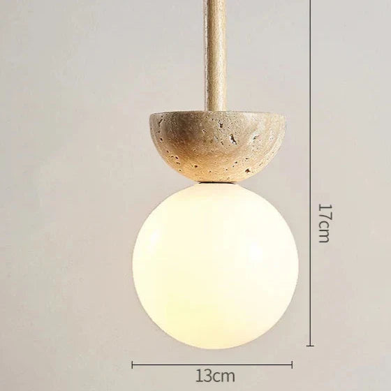 Round Travertine LED Pendant Lamp – Modern Elegance