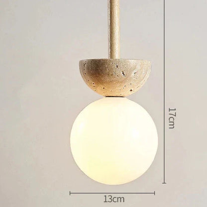 Round Travertine LED Pendant Lamp – Modern Elegance