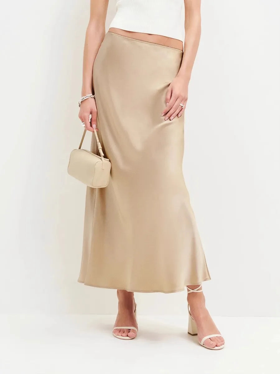 Luxe satijnen midirok met asymmetrische snit voor dames