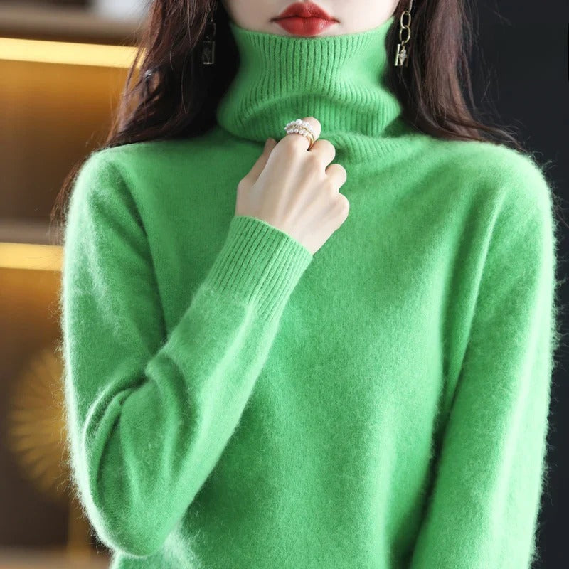 Ladies' Luxe Soft Knitted Roll Neck Jumper with Ribbed Cuffs