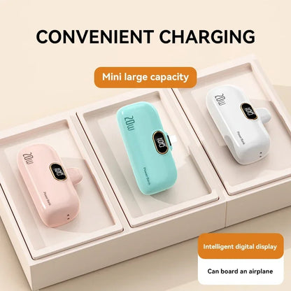 Mini Powerbank 2600-10000mAh with Integrated Connector – Compact Fast Charging with Digital Display