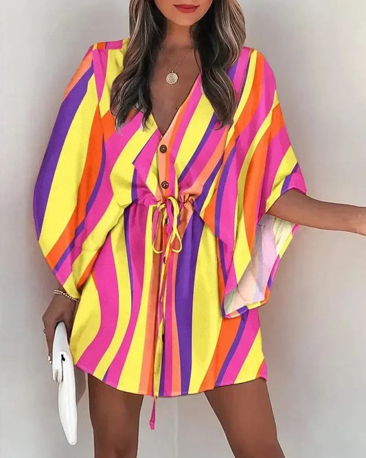 Summer Mini Dress with V-Neck and Laces - Charlotte