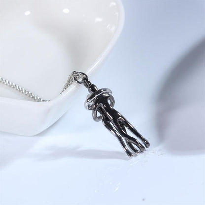 Golden Embrace Couple Pendant Necklace