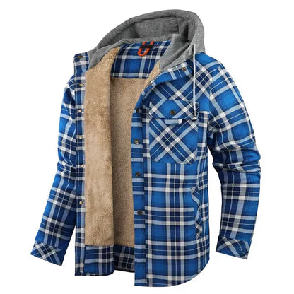 Ruben - Timeless rugged check overshirt with hood for men