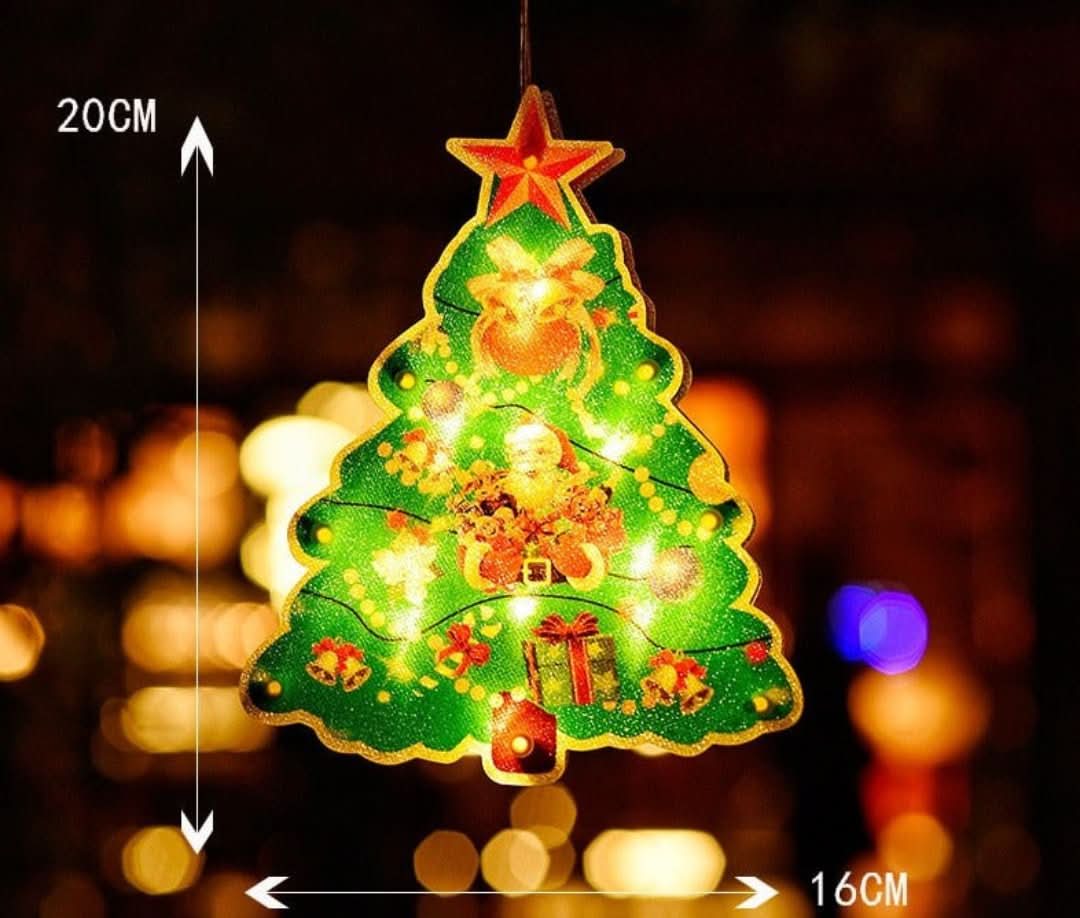 Decorațiune LED de Crăciun pentru fereastră, cu ventuză