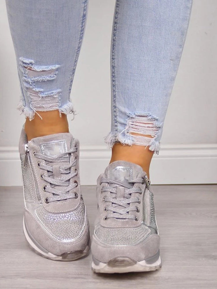 Comfortable Ladies' Sneakers with Zip and Lace Closure