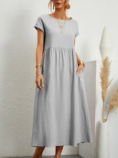 O-neck vintage cotton dress - Brenda