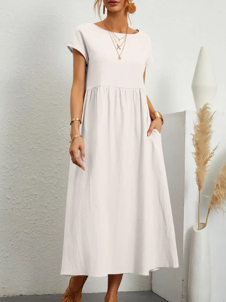 O-neck vintage cotton dress - Brenda