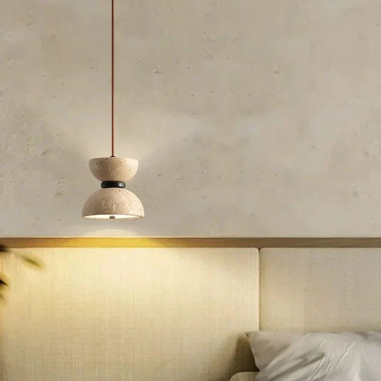 Lámpara colgante LED de piedra travertino – Diseño minimalista