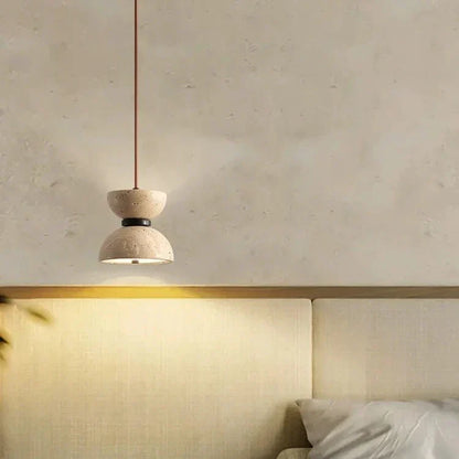 Lámpara colgante LED de piedra travertino – Diseño minimalista