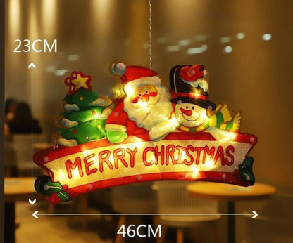 Decorațiune LED de Crăciun pentru fereastră, cu ventuză