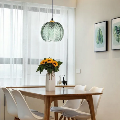 Modern Nordic Pendant Light with Green Leaf Pattern