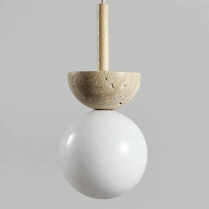 Round Travertine LED Pendant Lamp – Modern Elegance