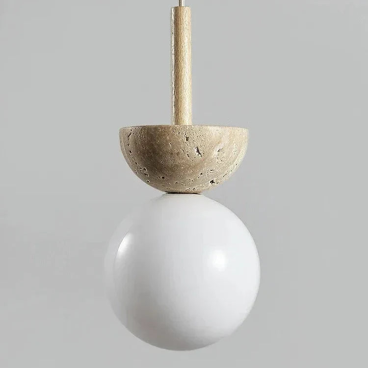 Round Travertine LED Pendant Lamp – Modern Elegance
