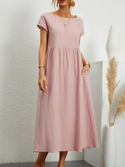 O-neck vintage cotton dress - Brenda