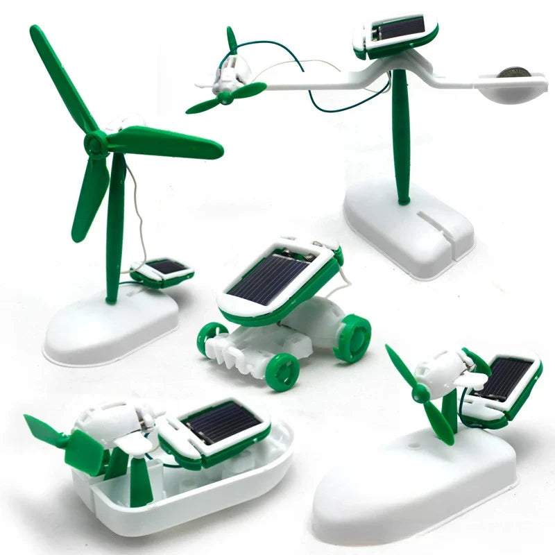 Kit robot a energia solare 6-in-1 – Costruisci e impara con barca a vela, mulino a vento, auto e molto altro