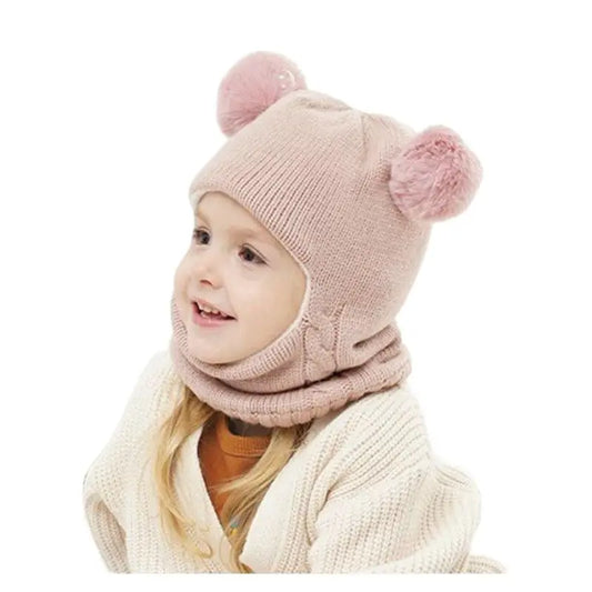 Gestrickte Teddy-Kindermütze – Warmer Schutz mit verspielten Ohren