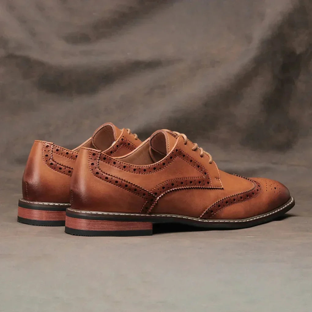 Leather Wingtip Brogue Oxford Lace-Up Shoes