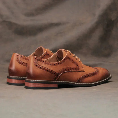 Leather Wingtip Brogue Oxford Lace-Up Shoes
