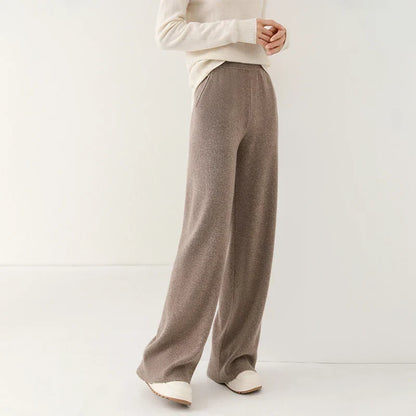 Luxury Women's Corduroy Trousers with Wide Legs and Elastic Waist