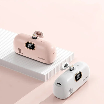 Mini Powerbank 2600-10000mAh with Integrated Connector – Compact Fast Charging with Digital Display