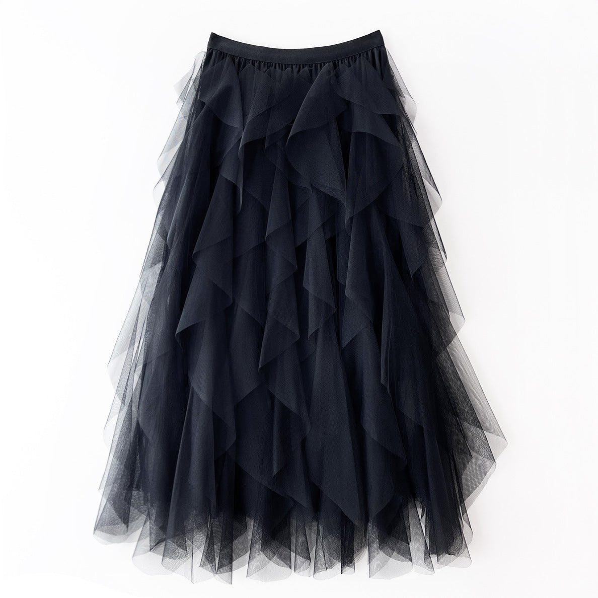 Elegant Airy Ladies' Tulle Maxi Skirt with Layered Ruffles