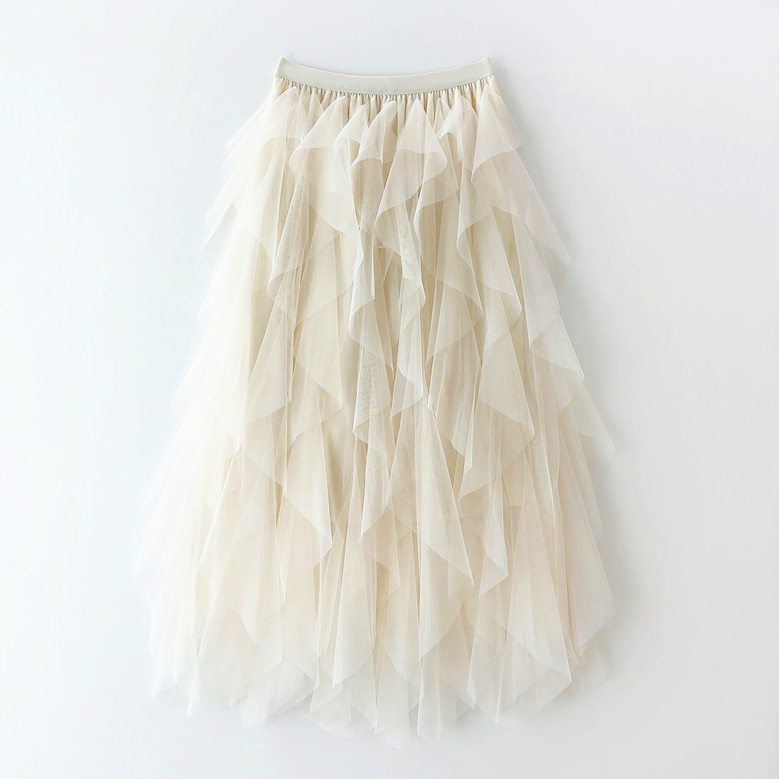 Elegant Airy Ladies' Tulle Maxi Skirt with Layered Ruffles