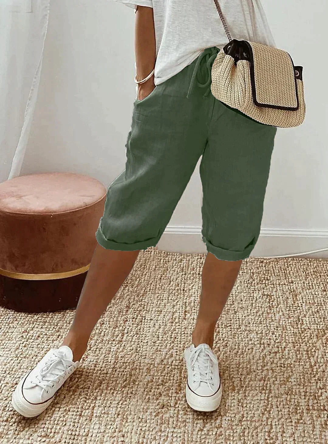 Pantalones de lino elegantes de verano para mujer - Mandy