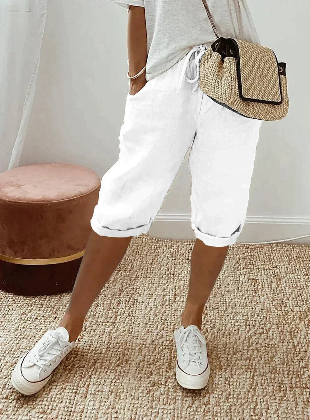Pantalones de lino elegantes de verano para mujer - Mandy