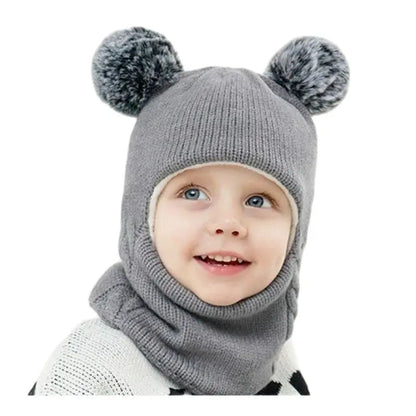 Gestrickte Teddy-Kindermütze – Warmer Schutz mit verspielten Ohren