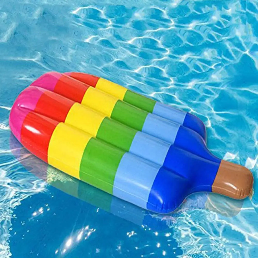 Flotador inflable para piscina con forma de helado - alegre tumbona arcoíris para la piscina