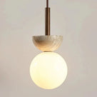 Round Travertine LED Pendant Lamp – Modern Elegance