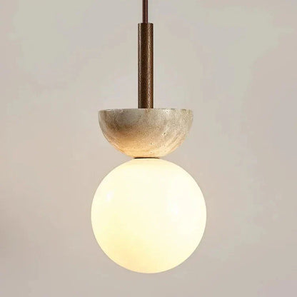 Round Travertine LED Pendant Lamp – Modern Elegance