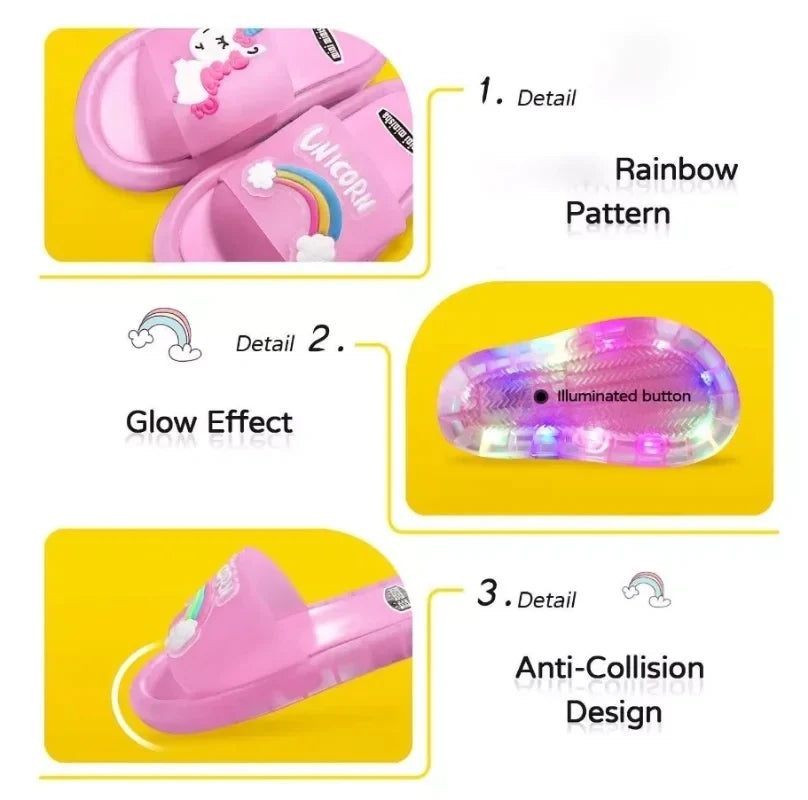 Chaussons licorne lumineux pour enfants - Ludiques et colorés