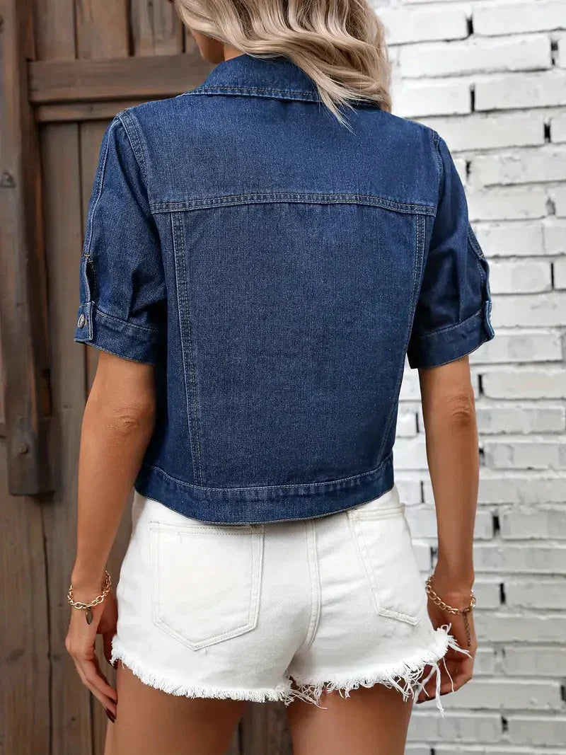 Sabrine Denim Jacket | Short-Sleeved Denim Shirt for Women