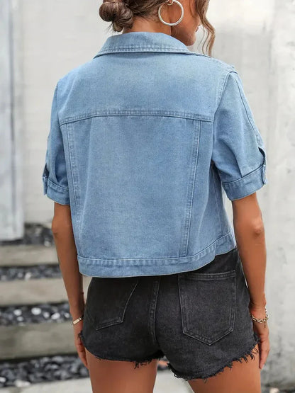 Sabrine Denim Jacket | Short-Sleeved Denim Shirt for Women
