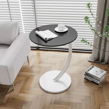 Tavolino rotondo compatto per soggiorno e camera da letto, con struttura stabile