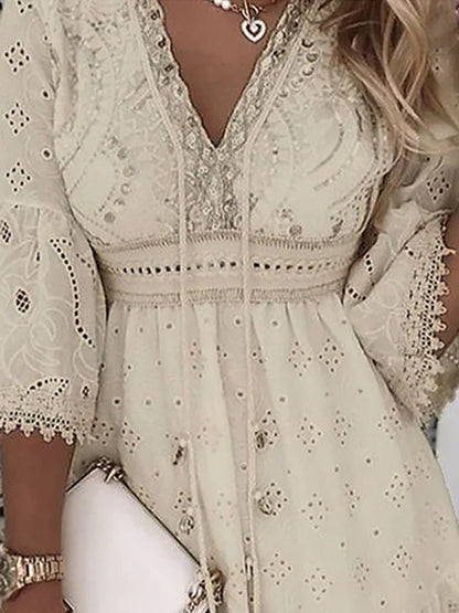 Naiara – Lightweight Boho Summer Dress with Embroidery and Flare Sleeves