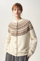Ladies' Cosy Wool Vest with Norwegian Pattern and Button Closure