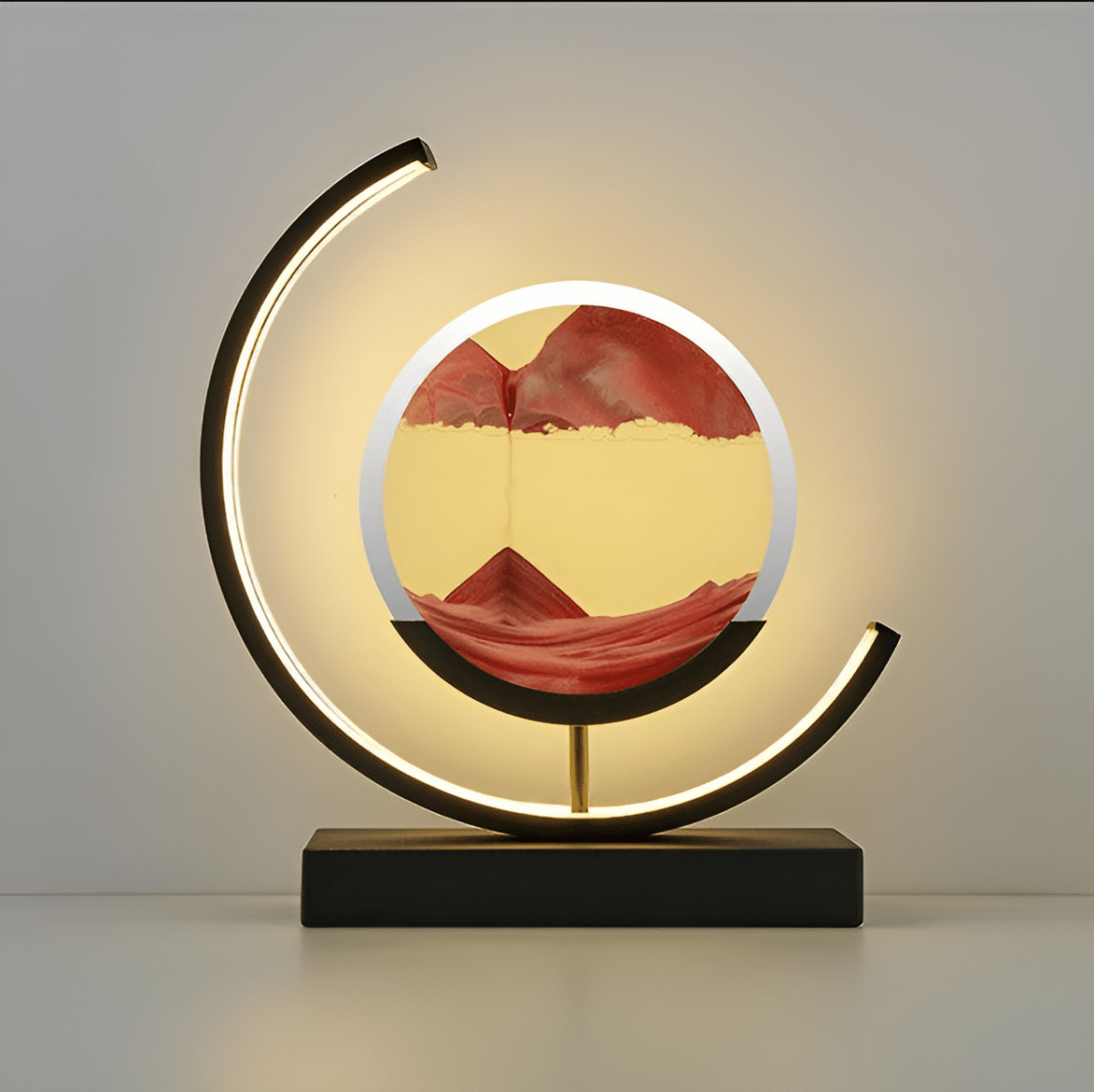 Lampada di sabbia con sabbia in movimento e illuminazione LED dimmerabile, per un'atmosfera rilassante