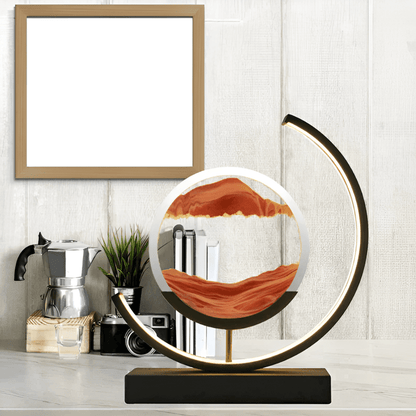 Lampada di sabbia con sabbia in movimento e illuminazione LED dimmerabile, per un'atmosfera rilassante