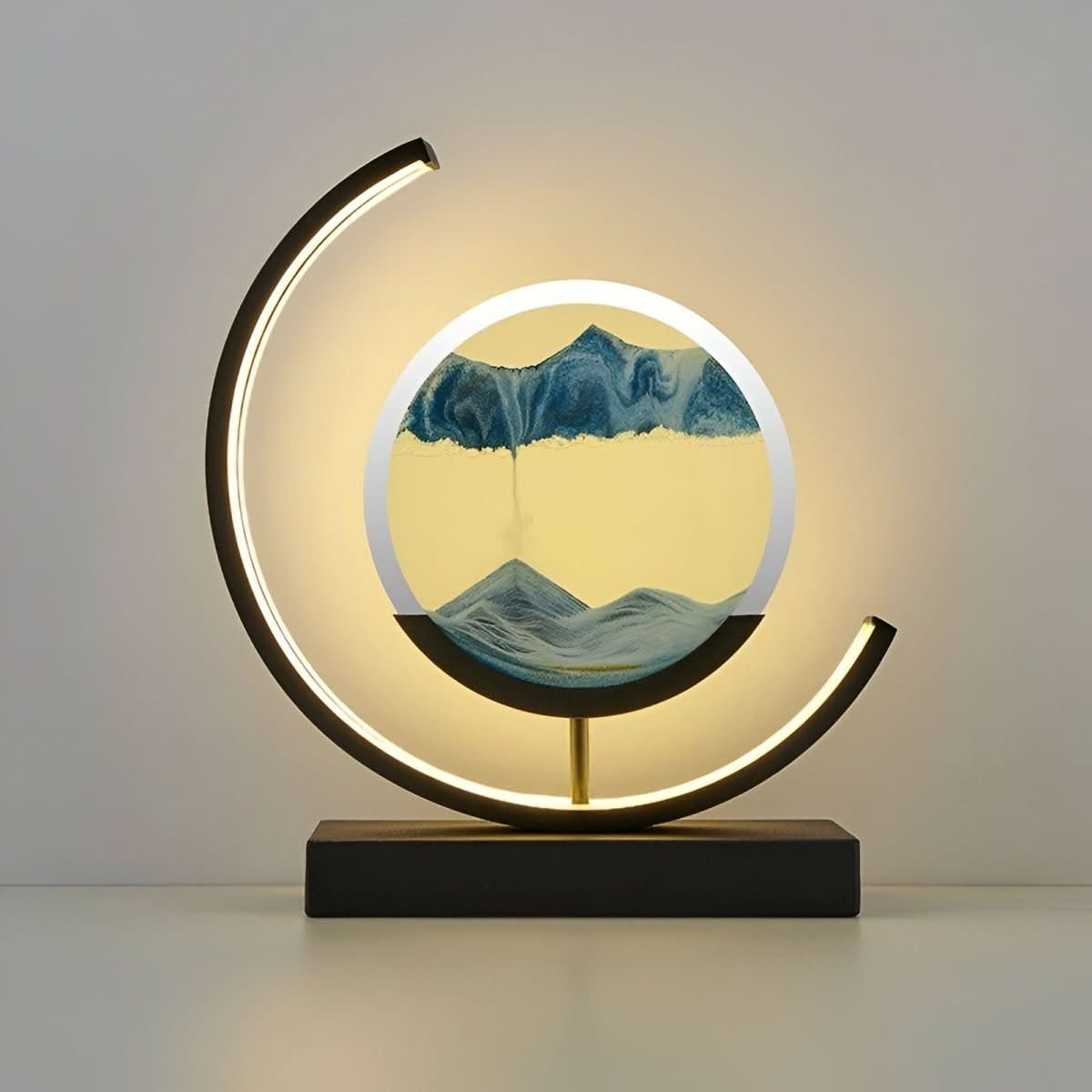 Lampada di sabbia con sabbia in movimento e illuminazione LED dimmerabile, per un'atmosfera rilassante