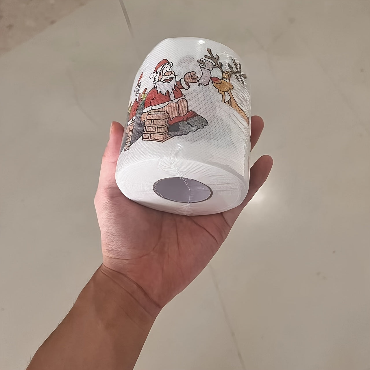 Santa toilet paper with cartoon design