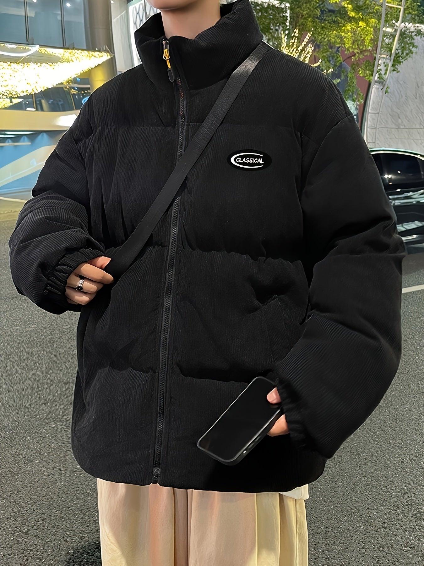 Sara | Corduroy Winter Coat with Shoulder Bag