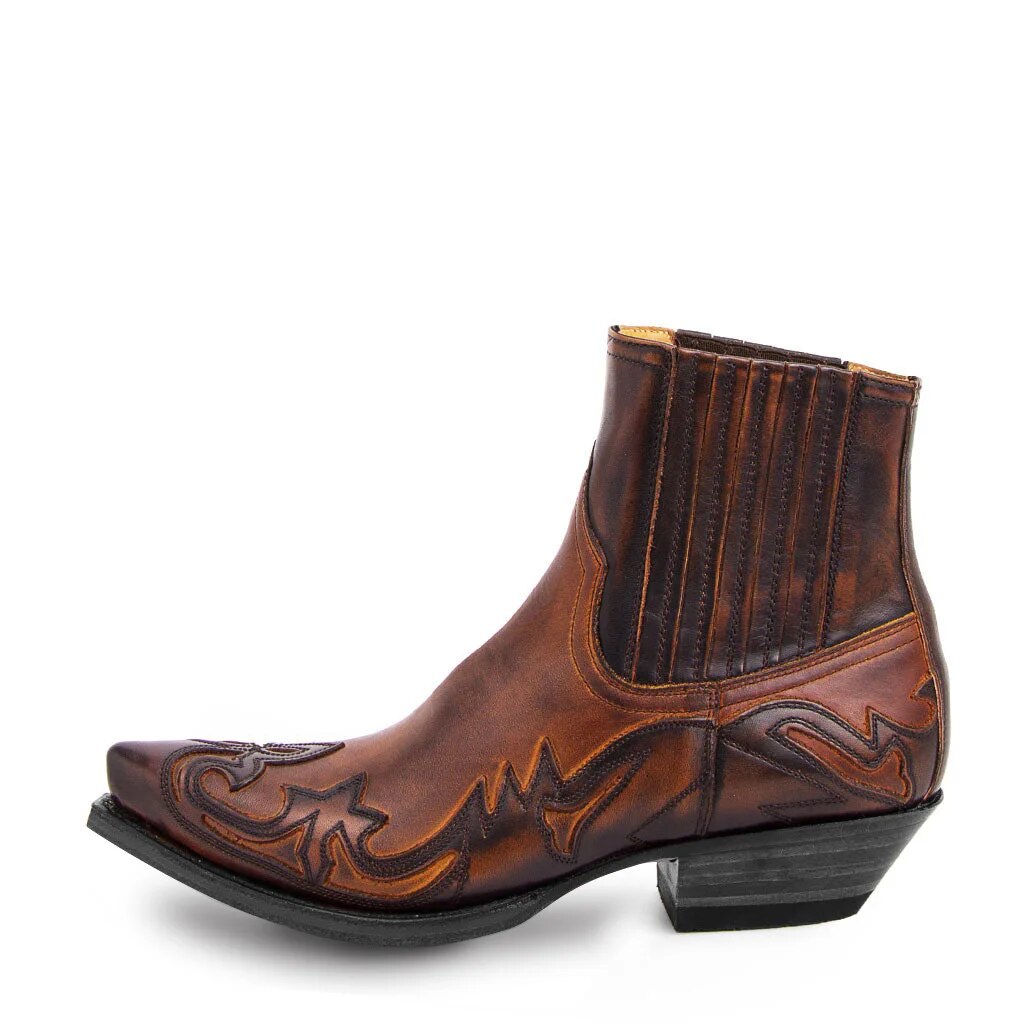 Sara | Leather Cowboy Boots with Heel