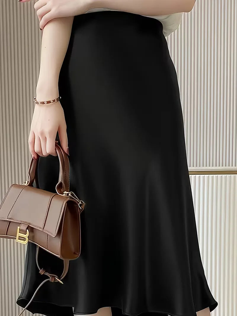 Satin Skirt with High Split
