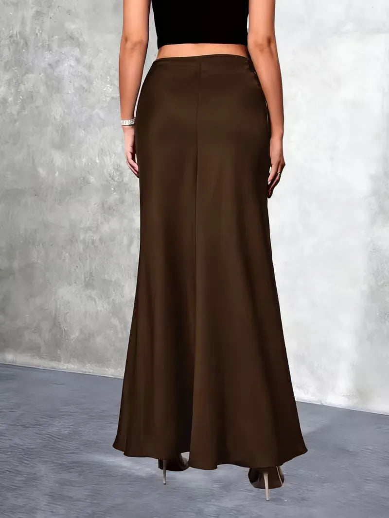 Satin Skirt with High Waist