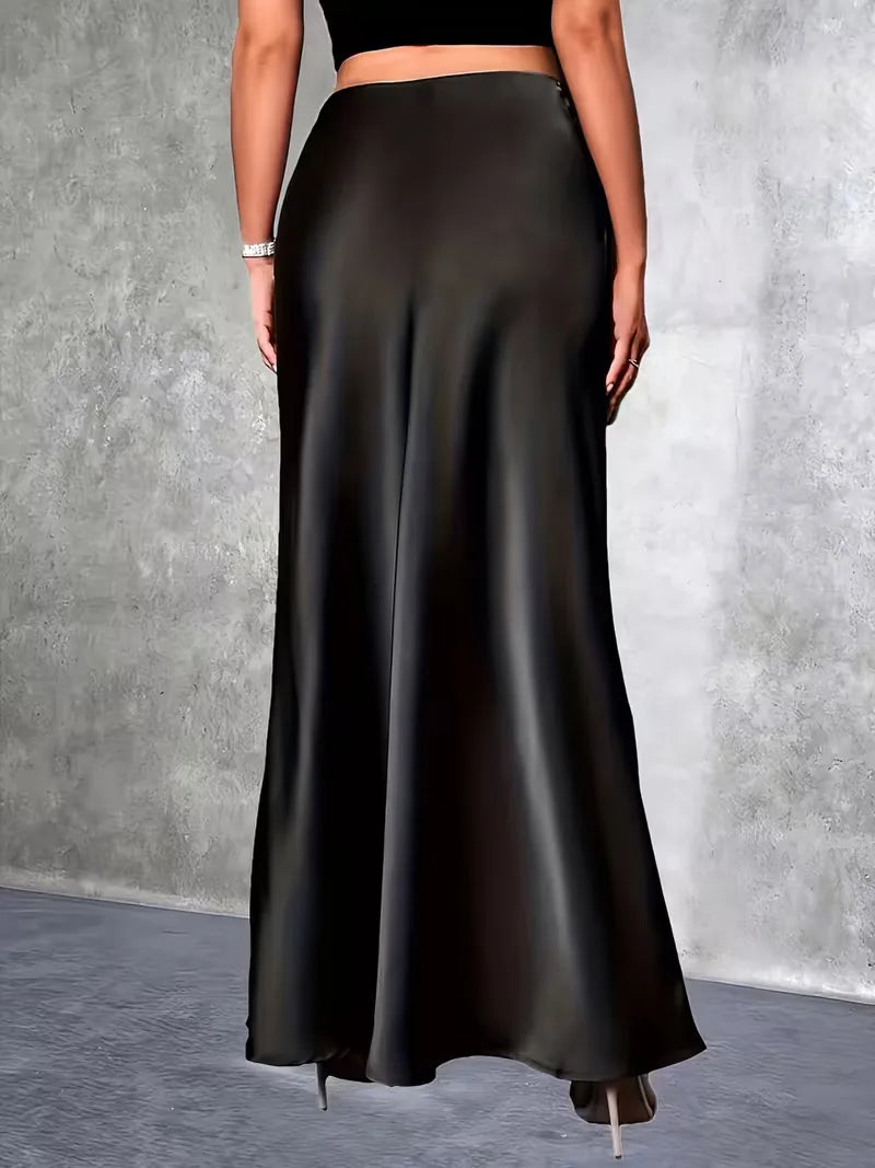 Satin Skirt with High Waist