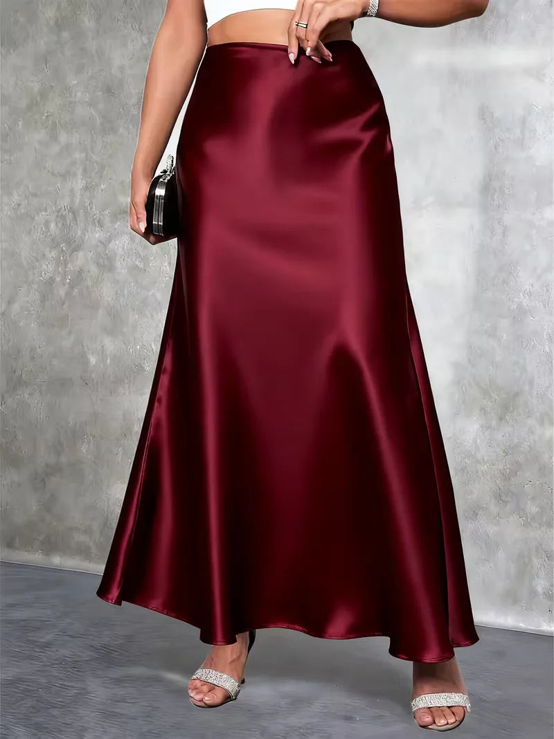 Satin Skirt with High Waist