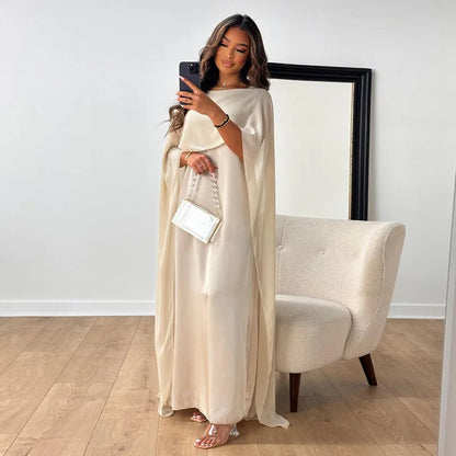 Elegant Ladies' Maxi Evening Dress with Cape Sleeves
